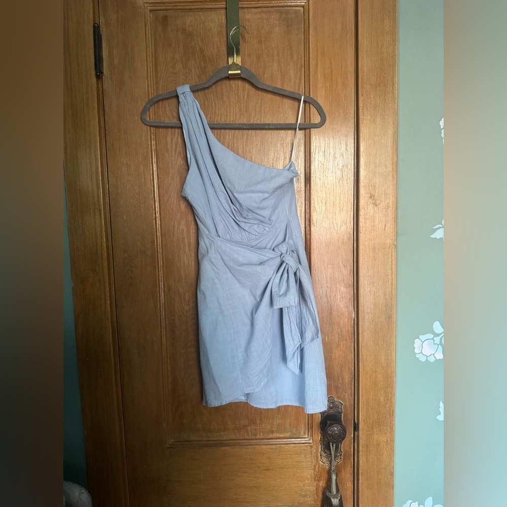 Cotton one shoulder wrap dress - Picture 7 of 12